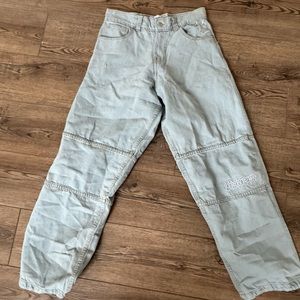 light wash very baggy jeans women and men size XS but runs larger